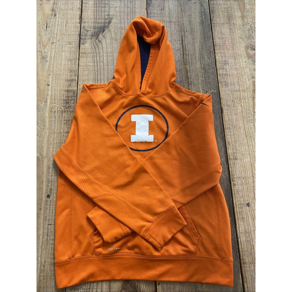 Nike Illinois Fighting Illini Youth Large Orange Therma Fit Hoodie Sweatshirt